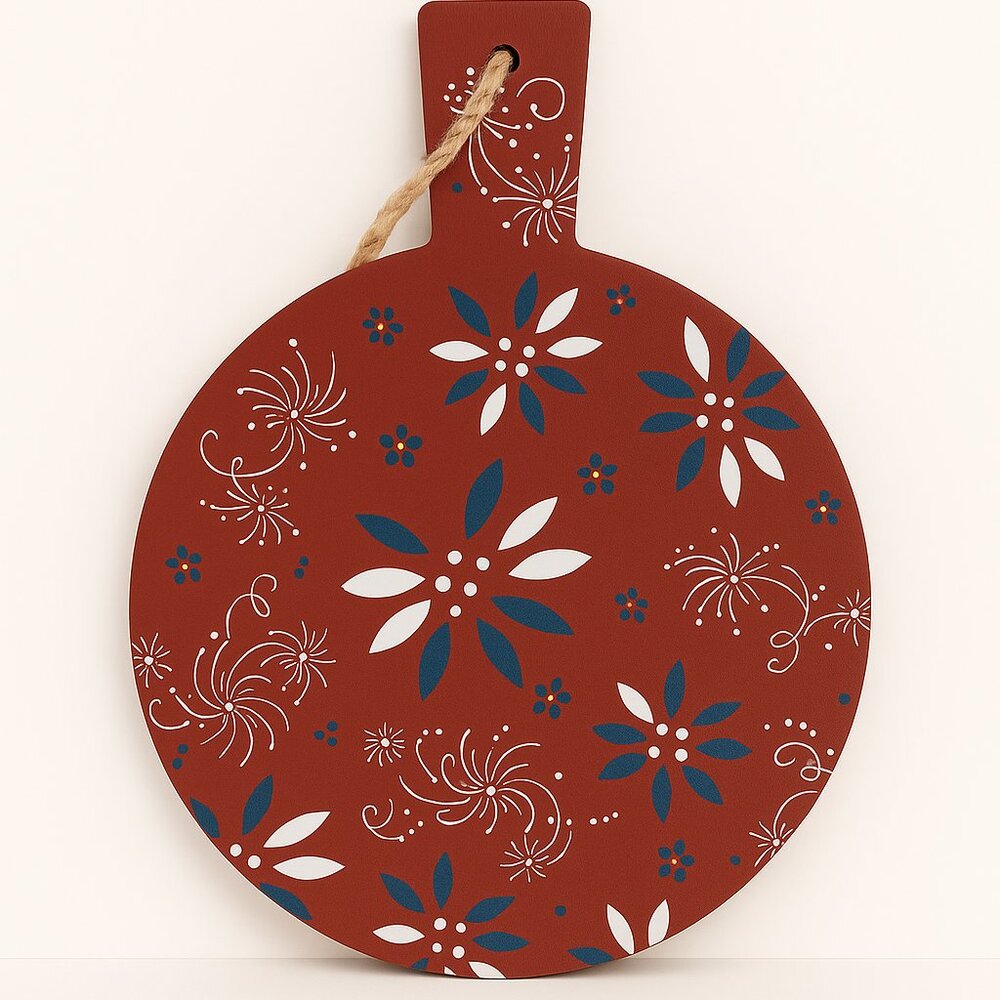 Temp-tations Bamboo Wood Serving Paddles – Red Floral Set of 2